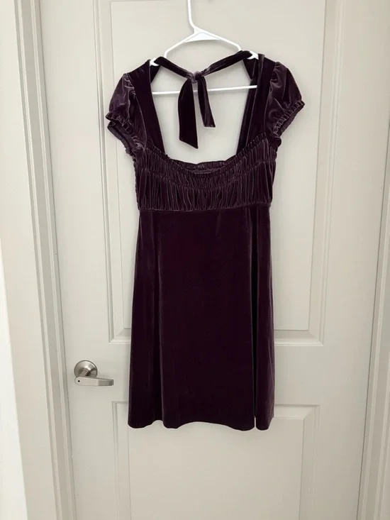 Free People Knit Velvet Faerie Dress in Plum Size M - Picture 4 of 5